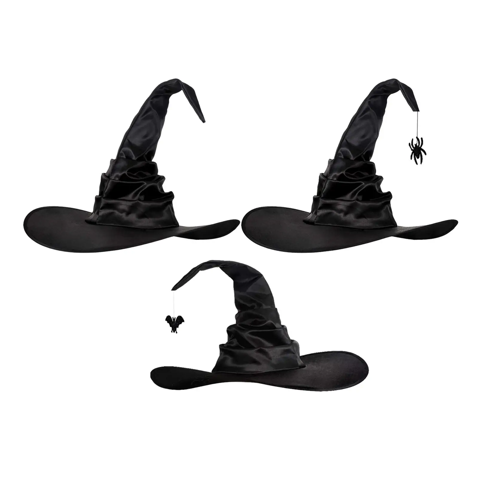 Cosplay Hat Modern Sorceress Hat Photo Props Black Character Wide Brim Witch Women Hat for Halloween Fancy Dress Masquerade Unisex Adult