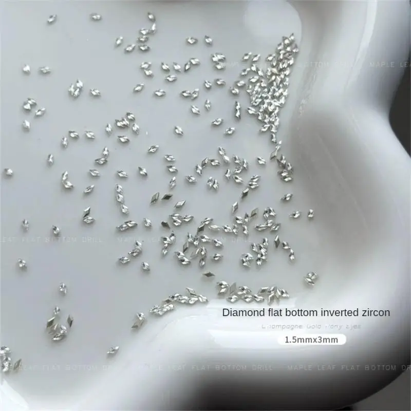 50PCS Sparkle Mini Rhombus Zircon White Chamfered Flatback Diamonds Nail Art Rhinestones Decorations Manicure Ornaments