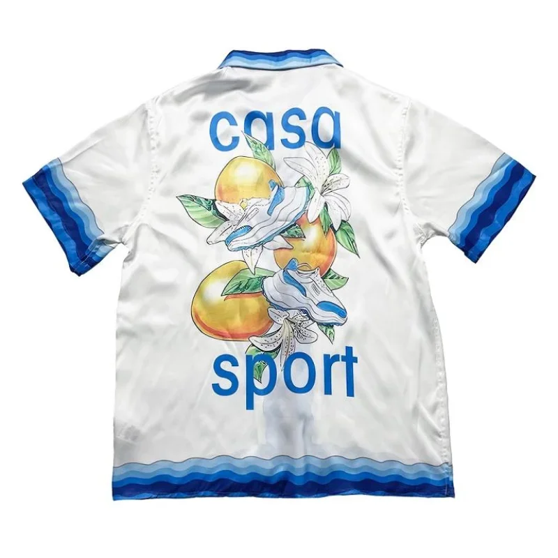

New Orange And Shoe Print Casablanca T Shirt Men Women EU Size Cool Fabric Casablanca Top Tees Harajuku Things