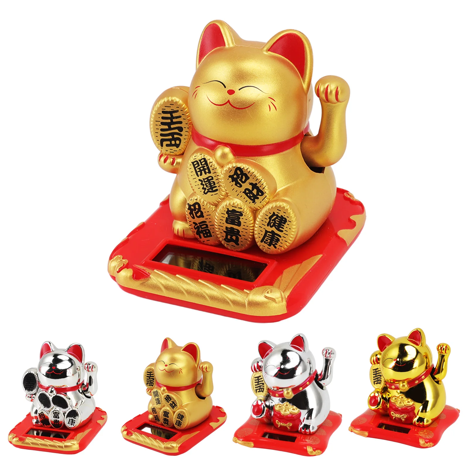 Solar Powered Waving Cat Good Luck Fun Lucky Fortune Cat Ornament Energy Saving Unique Exquisite