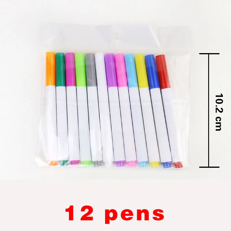 12 יחידות / מערכת צבעים שונים עט נוזלי נמס במים לילדים עט ציור לא-אבק לוח סימון גיר משרד ציוד לבית הספר