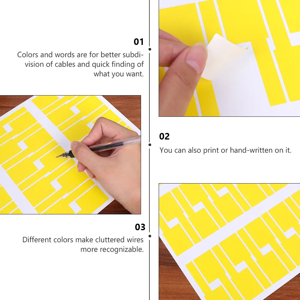 10Pcs 오래 지속되는 네트워크 케이블 라벨 태그 학교 배선용 다색 자체 접착 방수 라벨