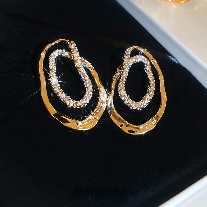 Irregular Oval Earrings With Fashionable Design, Light Luxury And High-end Earrings For Women_voghion.com