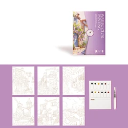 Creative Watercolor Painting Kit with Paper, Dipping Pen, and Art Pigments (PURPLE)