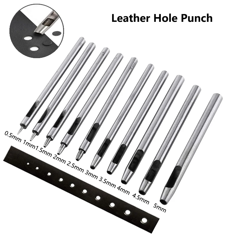 Leather Hole Puncher Leather Hole Punch Leather Punch Tool Round Hole Punch Cutter Set Hole Punch Cutter Set Round Hole Punch Set 1/10Pcs Leather Hole Punching Tools DIY Handmade Belt Punch Tool Leathercraft Hollow Drilling Puncher Kit