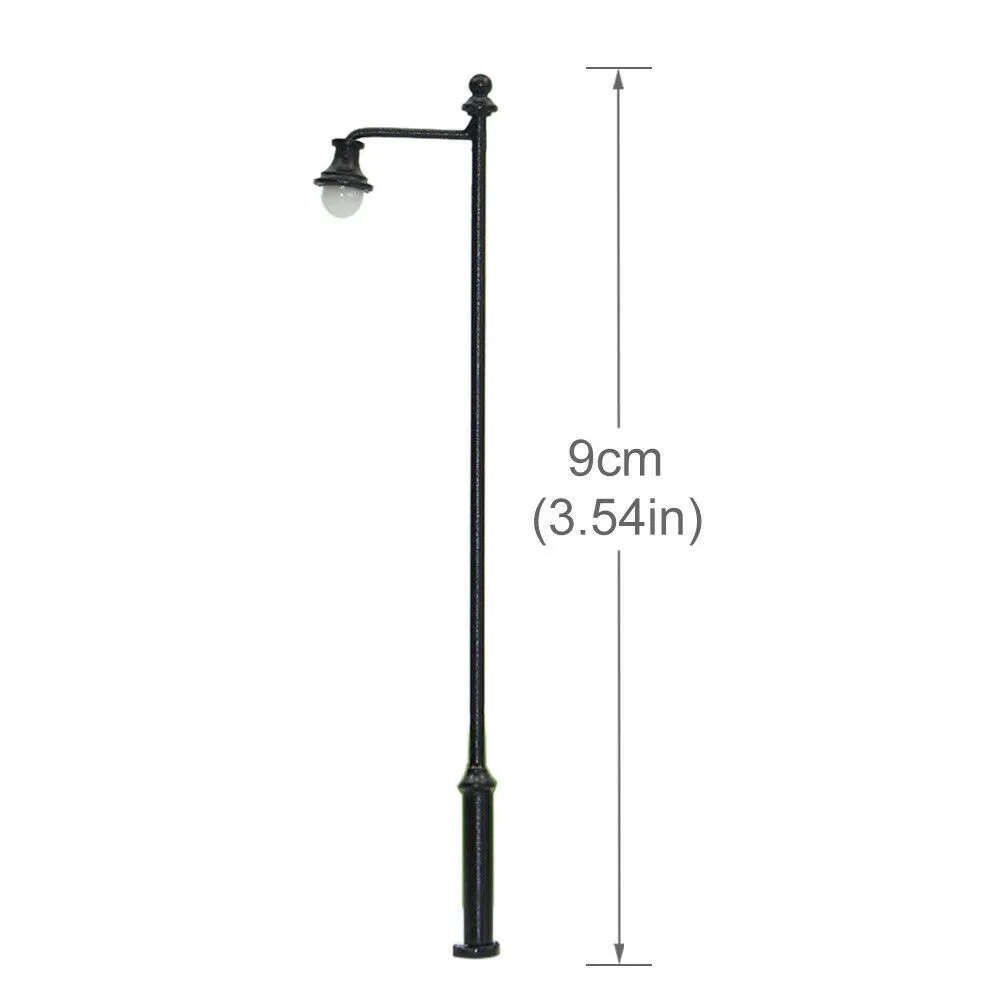 5pcs Model Railway 1:87 Lamp Post Street Lights HO OO Scale LEDs 3.54in Yard Garden Decorative Micro Landscape Decoration Lamp 5