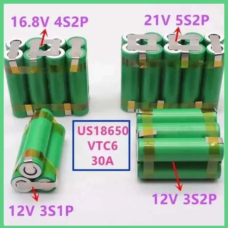 

12V18650 battery VTC6 3000mAh 30amps for 12.6V 16.8V screwdriver battery weld soldering strip 3S1P 12.6v battery pack(customize)