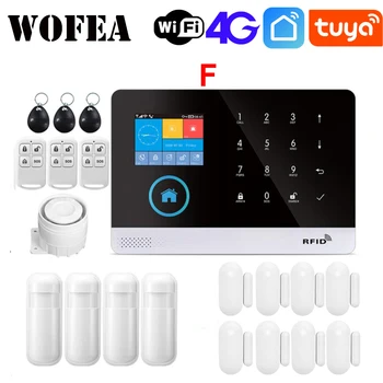 Wofea-와이파이 4G 홈 보안 경보 시스템 LCD 터치 키보드, 무선 99 존, 알렉사 구글 홈 Tuya 스마트 라이프와 함께 작동