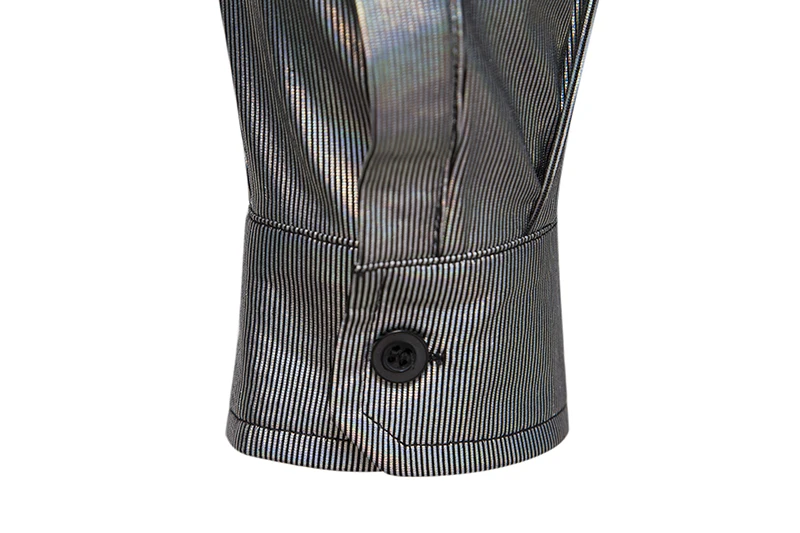 Silver Metallic Giltter Dress Shirts Men 2022 New 70's Disco Party Halloween Costume Shirt Mens Club Stage Performance Chemise