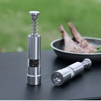 Single-Hand Mini Salt & Pepper Grinder – Manual Thumb Push Spice Mill for Home, Camping & BBQ 1