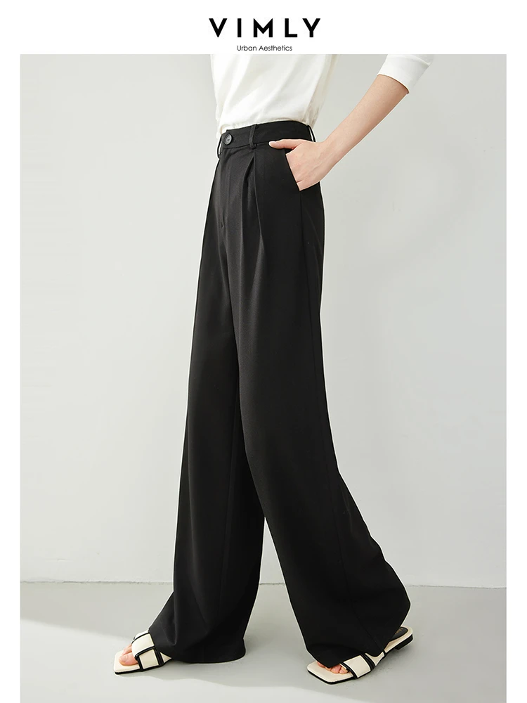 Vimly High Waist Wide Leg Pants Women 2024 Spring Full Length Straight Suit Pant Loose Casual Trousers Women's Clothing M5326