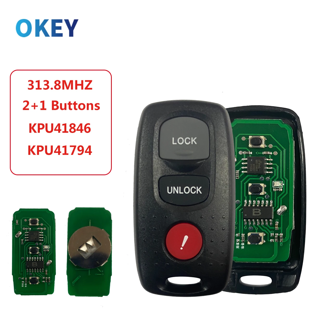 Okey Remote Car Key For Mazda 3 6 MPV Protege 5 2+1 Buttons KPU41846 KPU41794 313.8MHZ
