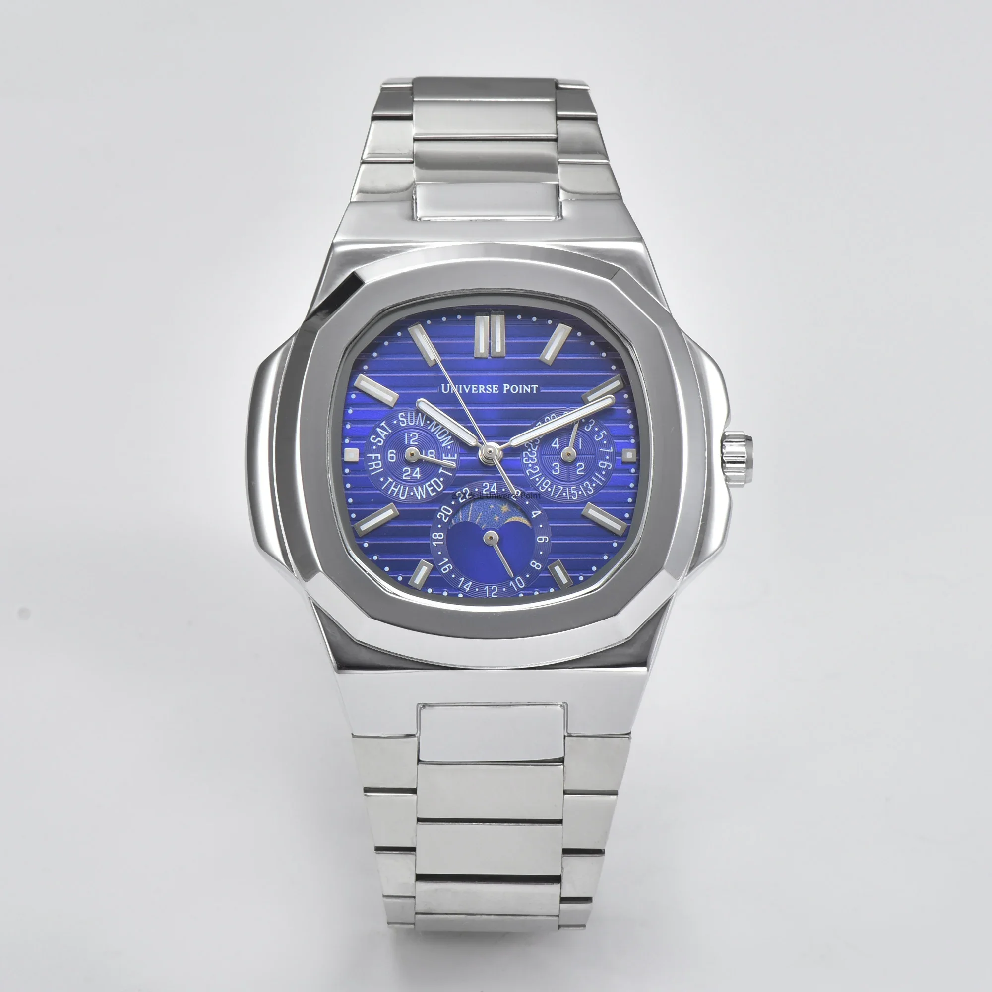 2024 Universe Point New Men's Fashion Business Luxury Steel Band Quartz Multifunction Chronograph Men's Gift Watch Reloj Hombre