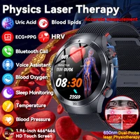 2026 New Laser Therapy ECG+PPG Smartwatch Health Monitor Blood Lipids Uric Acid Heart Rate Tracking Monitoring Men Smart Watches