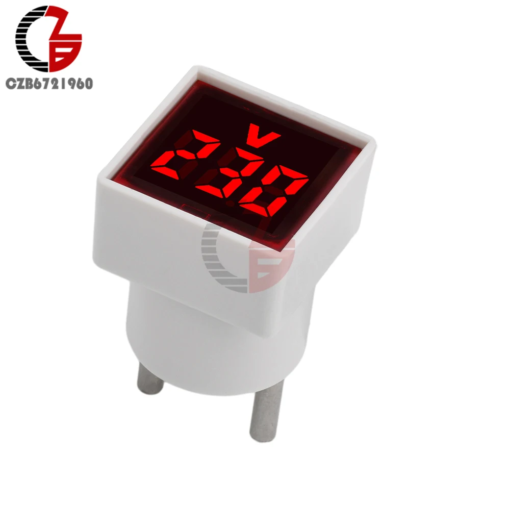EU Plug Digital Voltmeter with LED Display 50V-500V