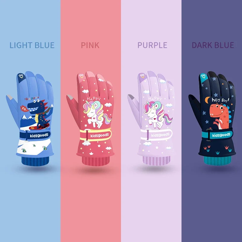 Cycling Gloves Ski Gloves Kids' Ski Gloves Warm Anti Slip Wear-resistant Water Resistant Winter Snowboarding Sports Gloves for Children Snowplay Cycling