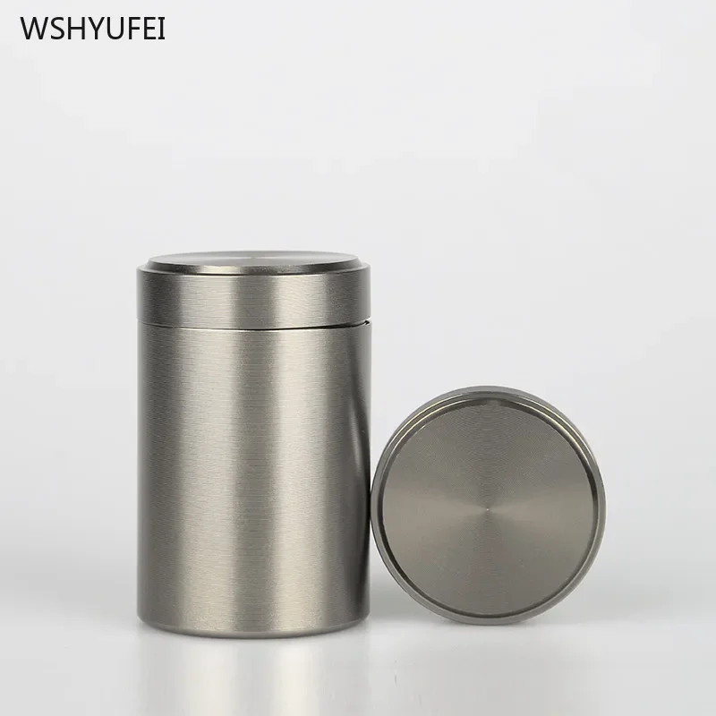 Mini Portable Titanium Alloy Tea Caddy with Lids Tieguanyin Sealed Storage Tank Travel Tea Boxes Tea Tin Containers Spice Jar