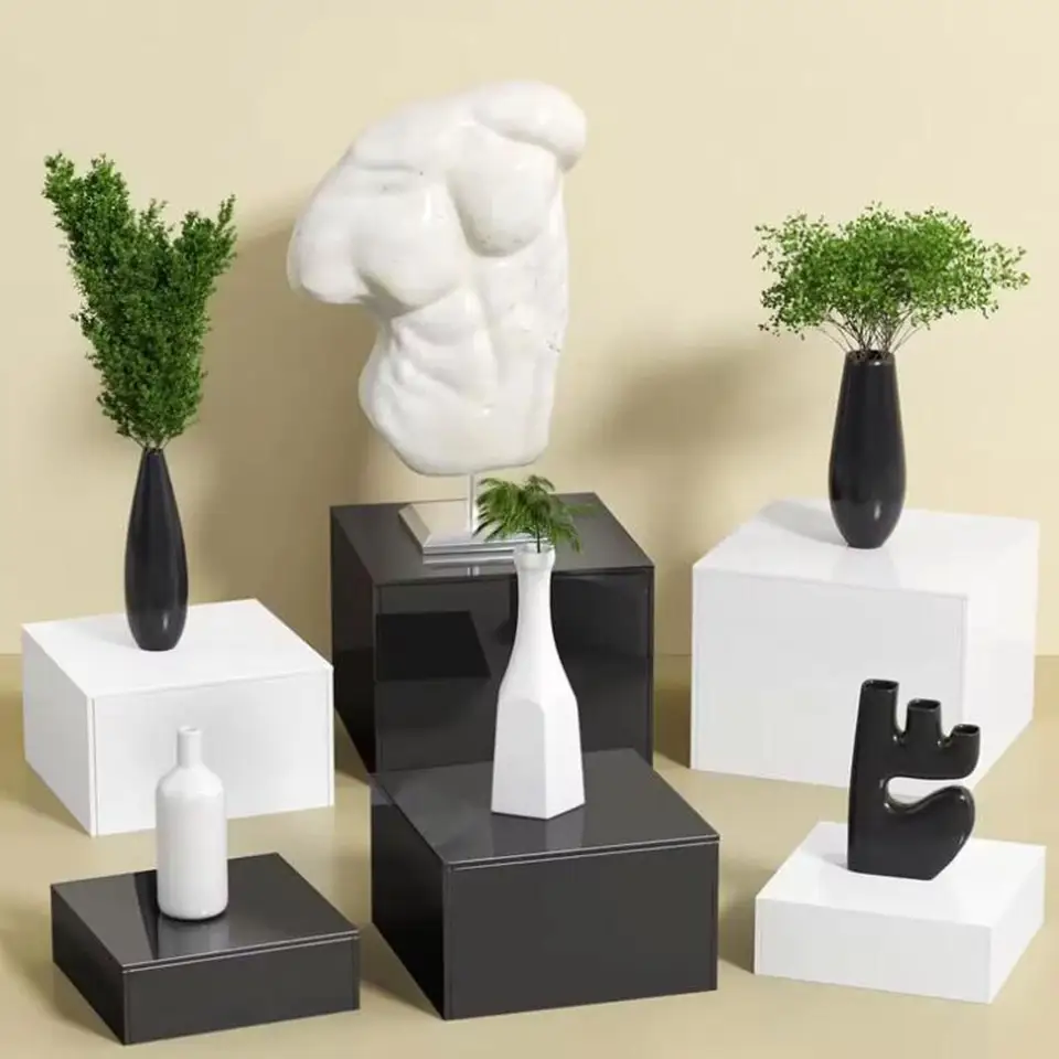 4Pcs Buffet Riser Dessert Table Display Set Acrylic Cube Display Nesting Risers Food Riser For Candy Cupcake Birthday Party