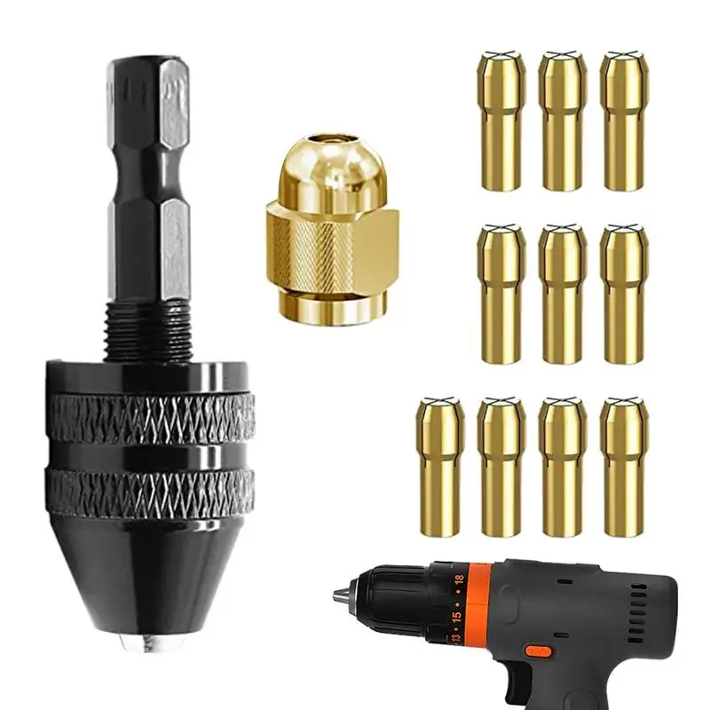 

Drill Chuck Set Electric Grinder Collet Brass Rotary Tool Quick Change Keyless Drill Chuck 12pcs Set For Electric Grinder Collet