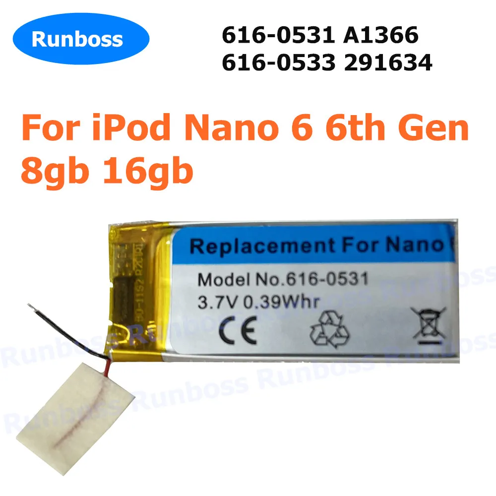 iPod nano6世代16GBグレーno.6バッテリー交換済、usb付き Ipod nano 6, 616-0531,a1366,616-0531,616 mah,6,6e世代の0533