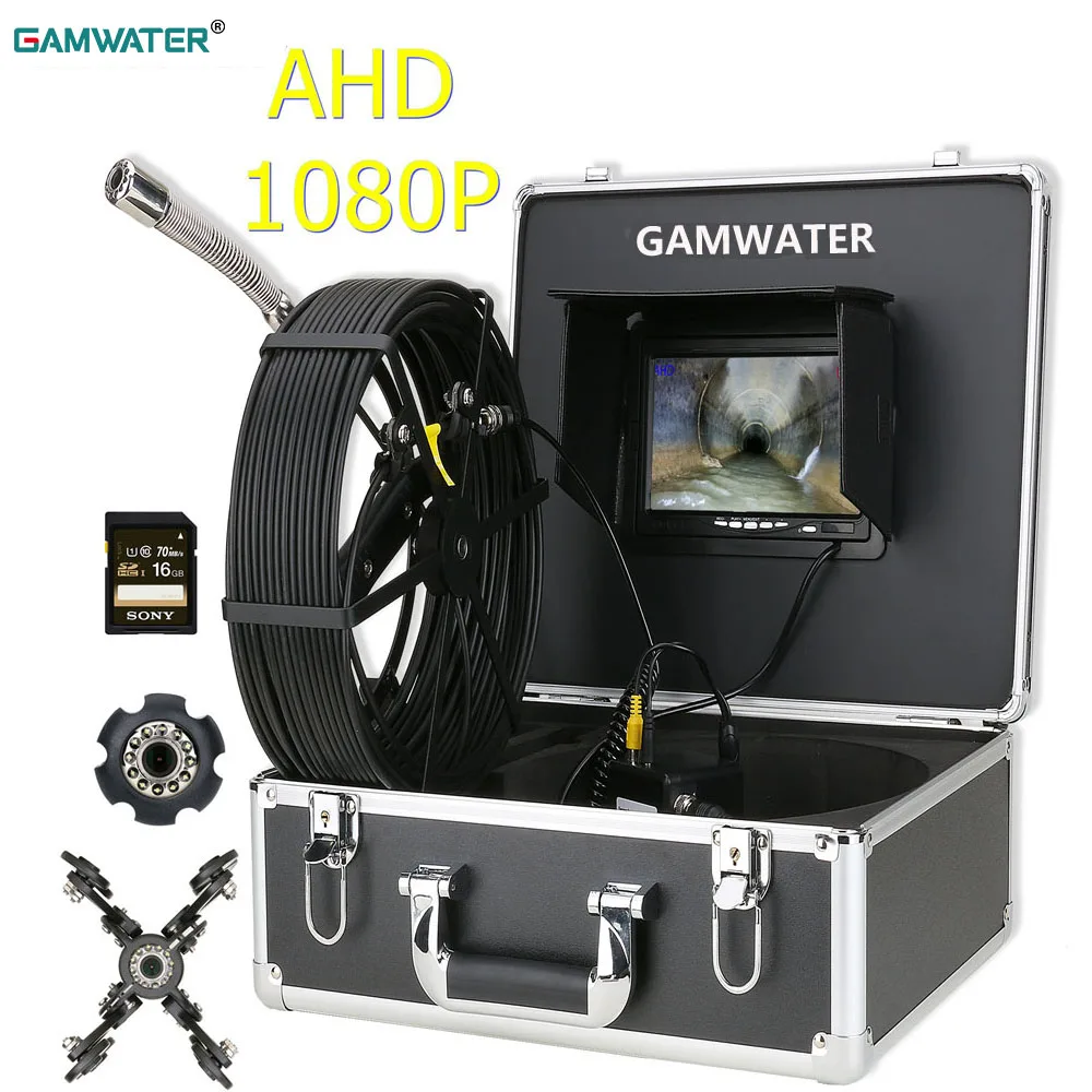 

GAMWATE 7"/9" DVR HD Sewer Pipe Inspection Video Camera 16GB SD Card 1080P Waterproof Sewer Pipeline Industrial Endoscope System