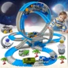 Magic Climbing Electric Race Car Toy with Bendable Flexible Track Space Theme Engineering Train for Kids Gift