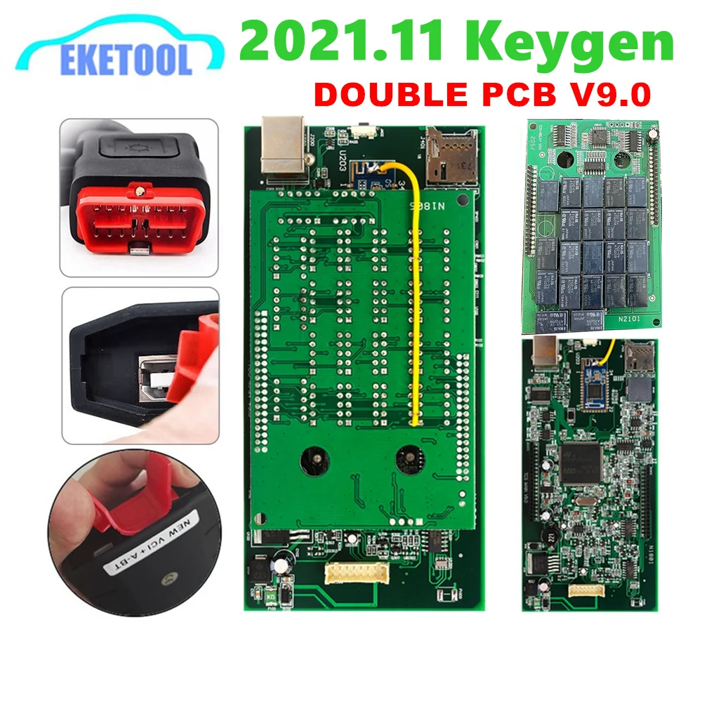 

2021.11 VD150 TCS PRO Double Green PCB Relays V9.0 V9.1 Multi-Language OBD2 Scanner Cars/Trucks Bluetooth Scanner TCS Multidiag