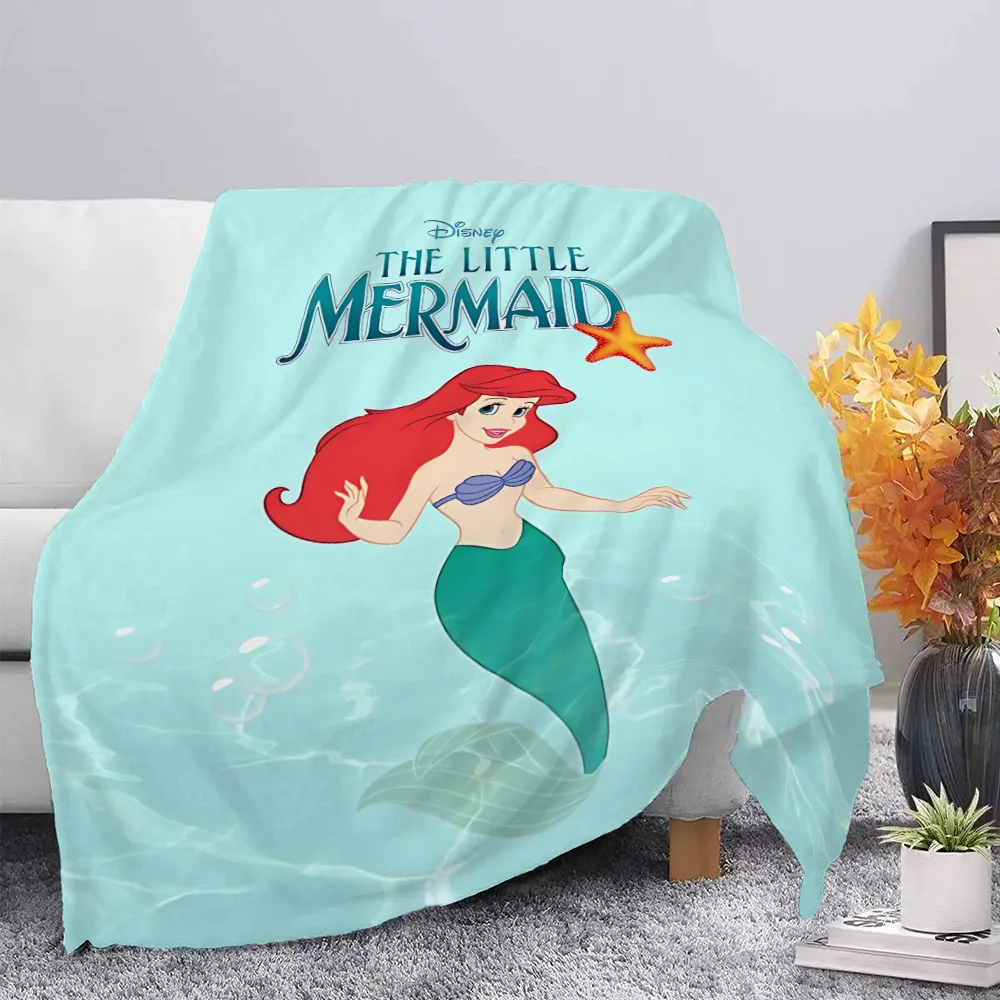 Disney Mermaid Princess Ariel Printed Blanket Picnic Blankets Warm Soft and Comfortable Blanket Home Travel Birthday Gift 6
