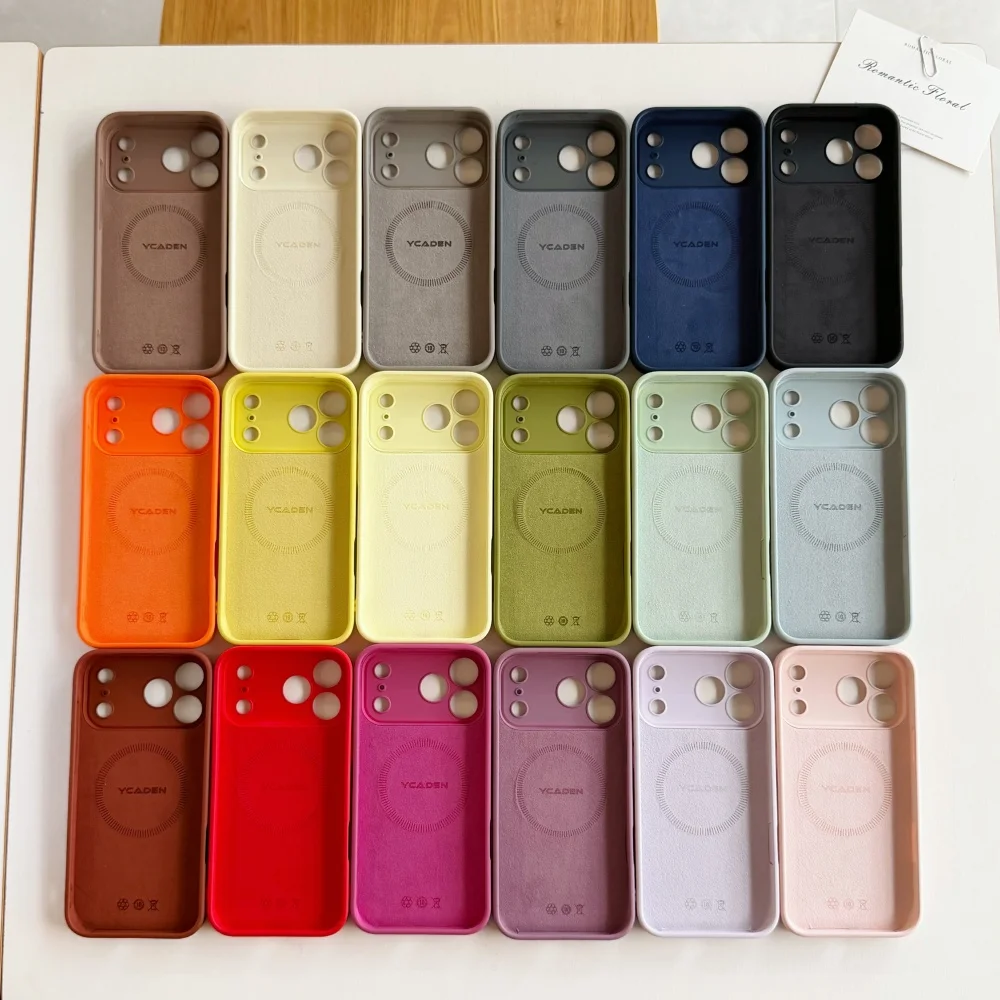 Soft Liquid Silicone Magnetic Phone Case with Shockproof Lens Protection and Magsafe Compatibility