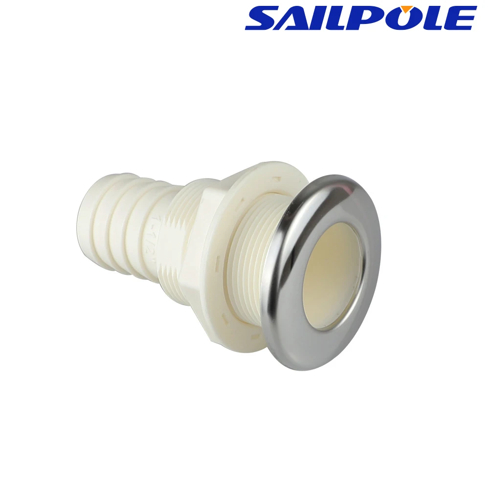 Nylon Plastic Bilge Fitting With Stainless steel Rim Bilge Pump Aerator Hose Boat Marine Yacht outlet bilge pump 16/19/25/32/38/50 mm