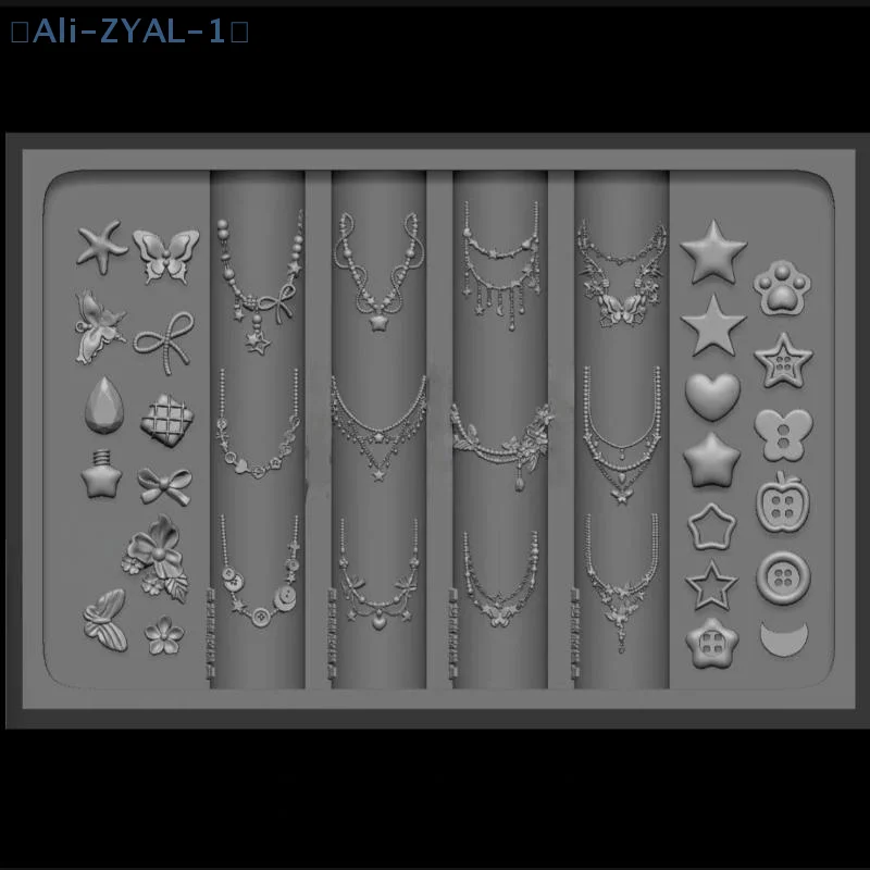 【ZYAL-1】드래곤 본 3D 실리콘 네일 몰드 꽃 리본 별 체인 네일 템플릿 DIY 네일 아트 장식 매니큐어 디자인