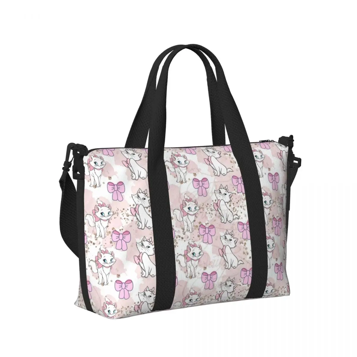 Custom Marie Cat Cartoon Pattern Groceries Tote Shopping Bags Women Large Capacity Beach Gym Travel Bags 3