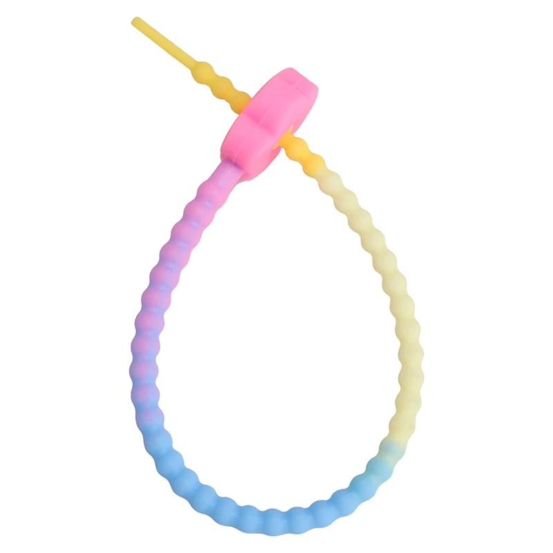 Cute Candy Color Silicone Reusable Bag Ties & Keychain Lanyard Set