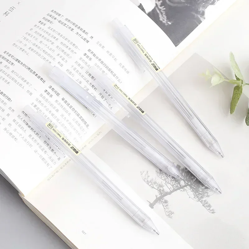5 Pcs/Set Mechanical Pencil White Simple Automatic Pen 0.5/0.7mm for Students School Supplies Office Accessories Stationery 2