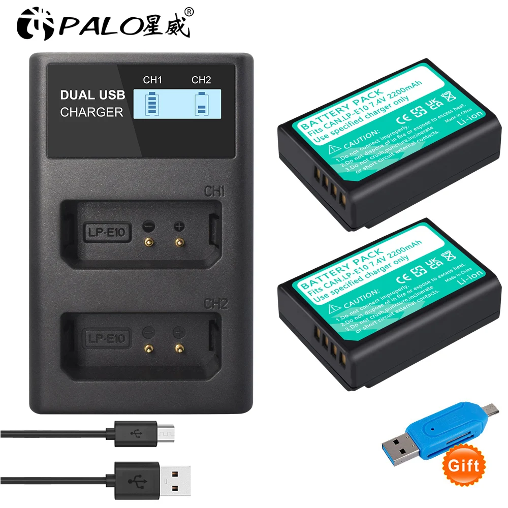 Cityork Lpe10 Lp-E10 Lp E10 Camera Batteries+Usb Dual Charger For Canon Eos 1100D 1200D 4000D Kiss X50 X70 Rebel T3 T5 T6