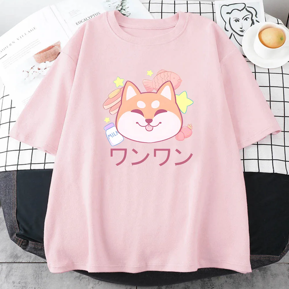 

Футболка женская/мужская с мультяшным принтом, милая Повседневная рубашка с графическим принтом Сиба-ину, с коротким рукавом