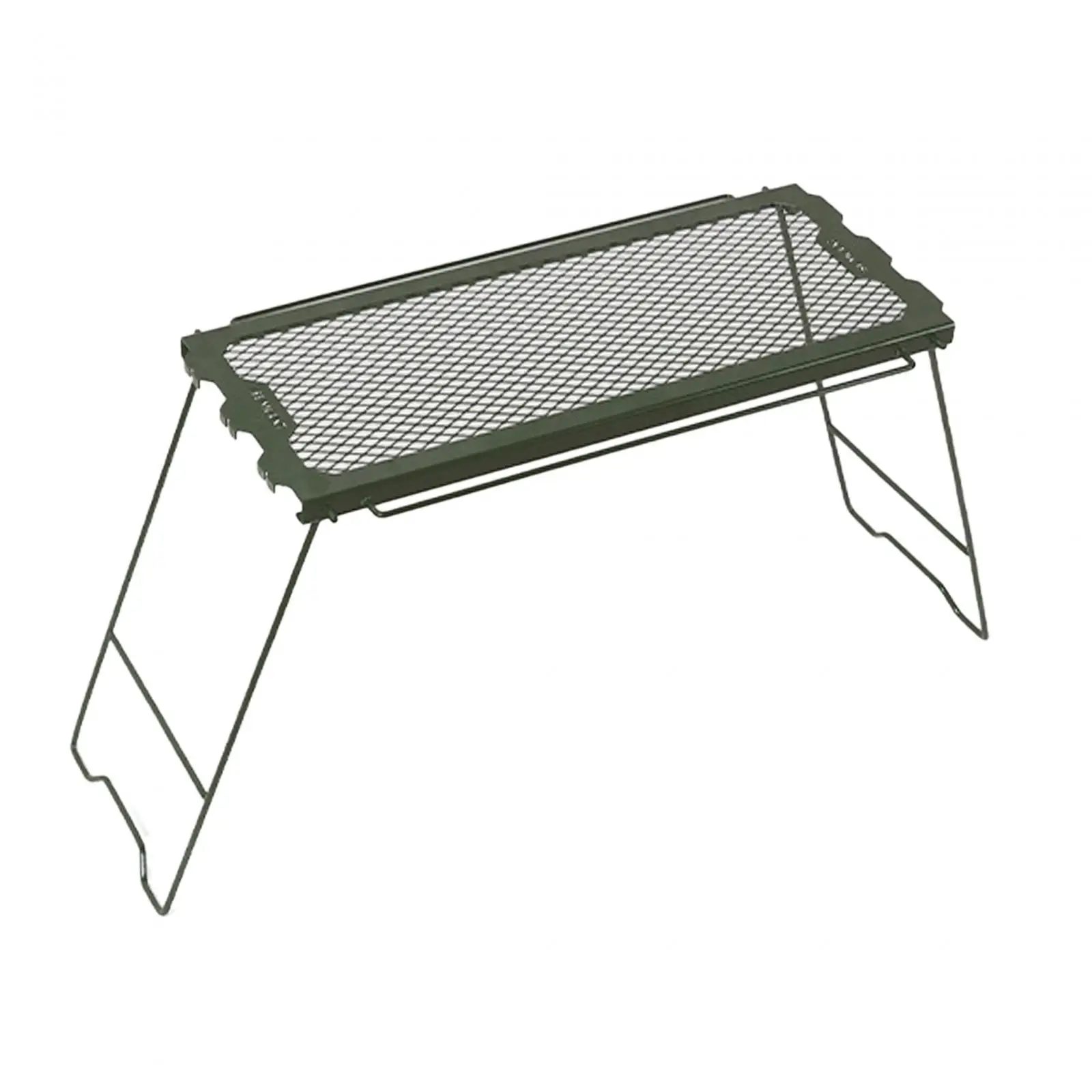Folding Camping Table, Cooking Grate Overfire Desk Grid Table, Folding Campfire Grill, Small Table for Patio Outdoor BBQ