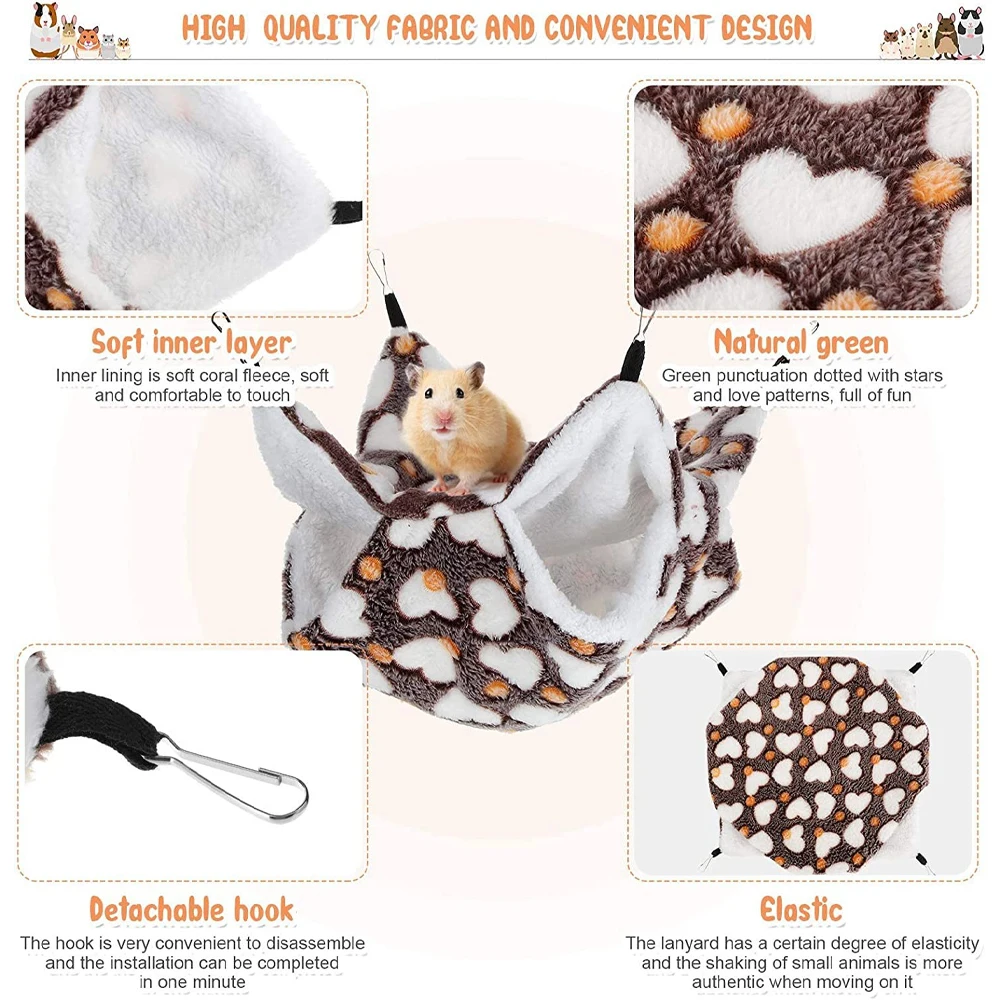 Pet Hamster Toys 2pcs Set Hamster Hammock + Tunnel Toy for Small Animal Hanging Warm Bed House Cage Accessories for Sugar Glider Squirrel Hamster