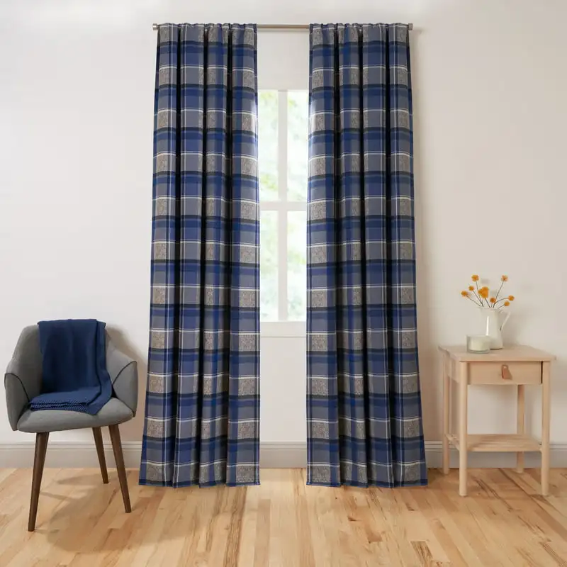 

Lined Brushed Organic Cotton Rod Pocket Heathered Room Darkening Window Curtain Pair Gray/Navy 84 Door curtain Cortinas sala Bl