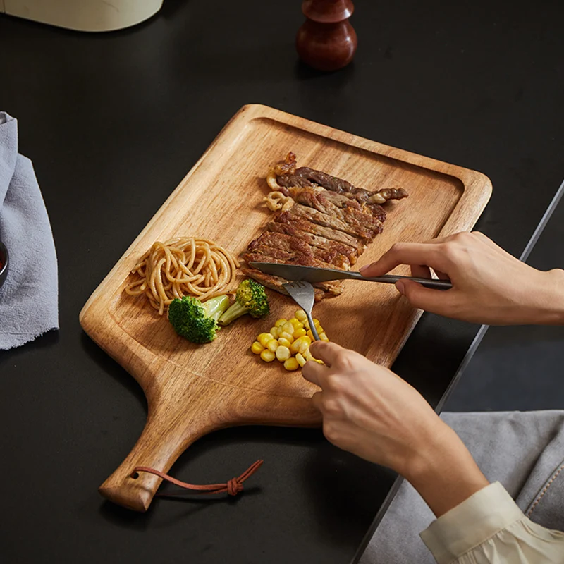 

Japanese Wooden Pizza Sushi Steak Tray Acacia Wood Kitchen Bread Cheese Cutting Board Fruits Food Platters Serving Trays