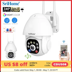 Srihome Outdoor Waterproof SH039 WIFI IP Camera 3.0MP Sound And Light Alarm Security CCTV Cameras Starlight Color Night Vision
