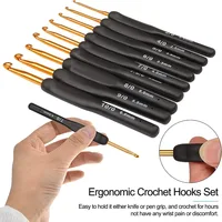 9PCS Black Ergonomic Crochet Hooks Set (2.0-6.0mm) - Soft Needles for Arthritic Hands, Ideal for Beginners 3