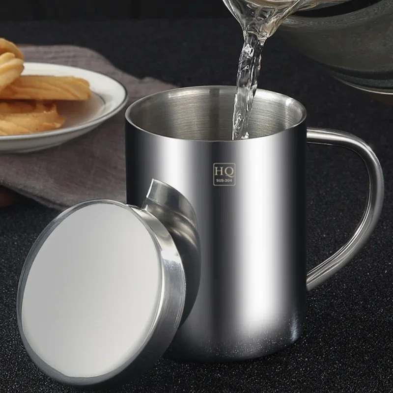 200/400ML Double Wall 304 Stainless Steel Coffee Mug Tea Milk Beer Water Cups With Handle Portable Travel Cup