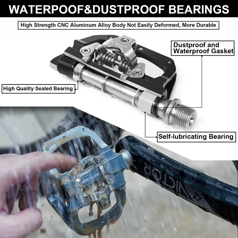 BUCKLOS Pedals Contact MTB Bike Cleat Pedal Flat Dual Function - Main Image