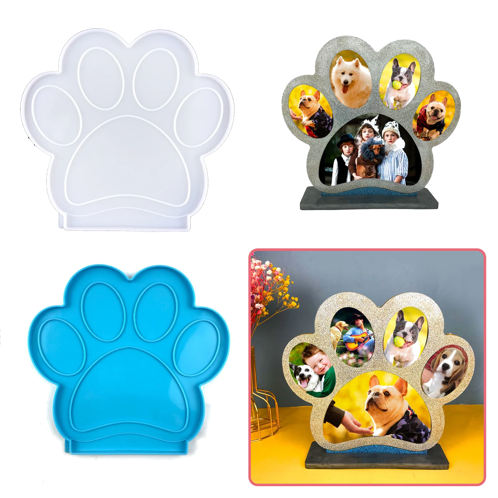 

Украшения для фоторамки в виде собачьей лапы, прозрачная эпоксидная силиконовая литейная форма для украшения дома с кронштейном, подвеска, рукоделие, изготовление ювелирных изделий