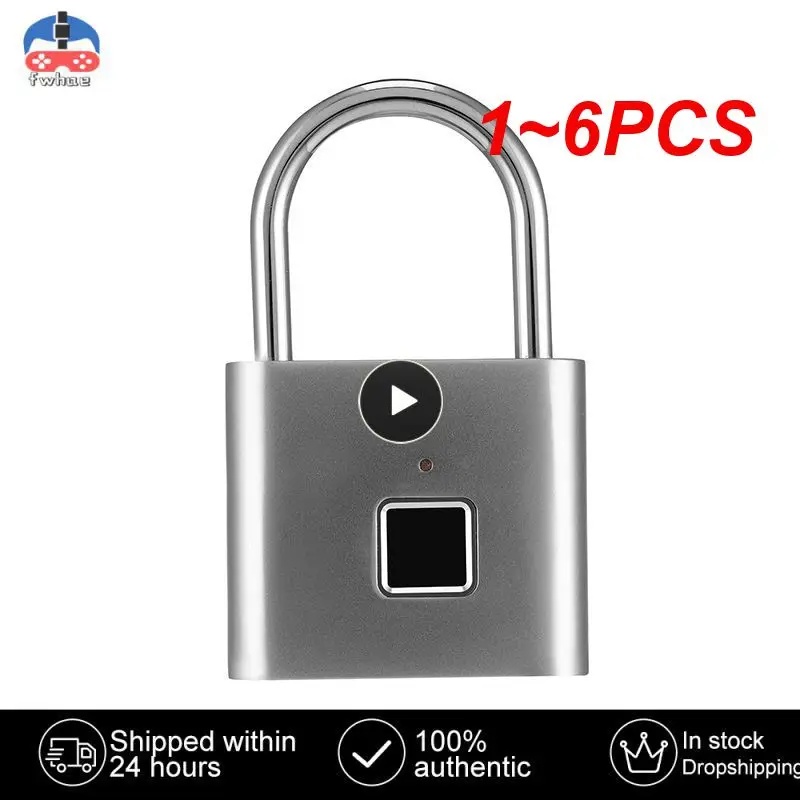 

1~6PCS Keyless USB Charging Door Lock Fingerprint Smart Padlock Quickly Unlock Zinc Alloy Metal Self-imaging Chip 10