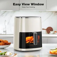 Air Fryer 6 Quart Capacity with Window Square Air Fryer 12-in-1 Air Fry, Roast, Reheat, Dehydrate, Bake, Steam with 400F, Beige 2