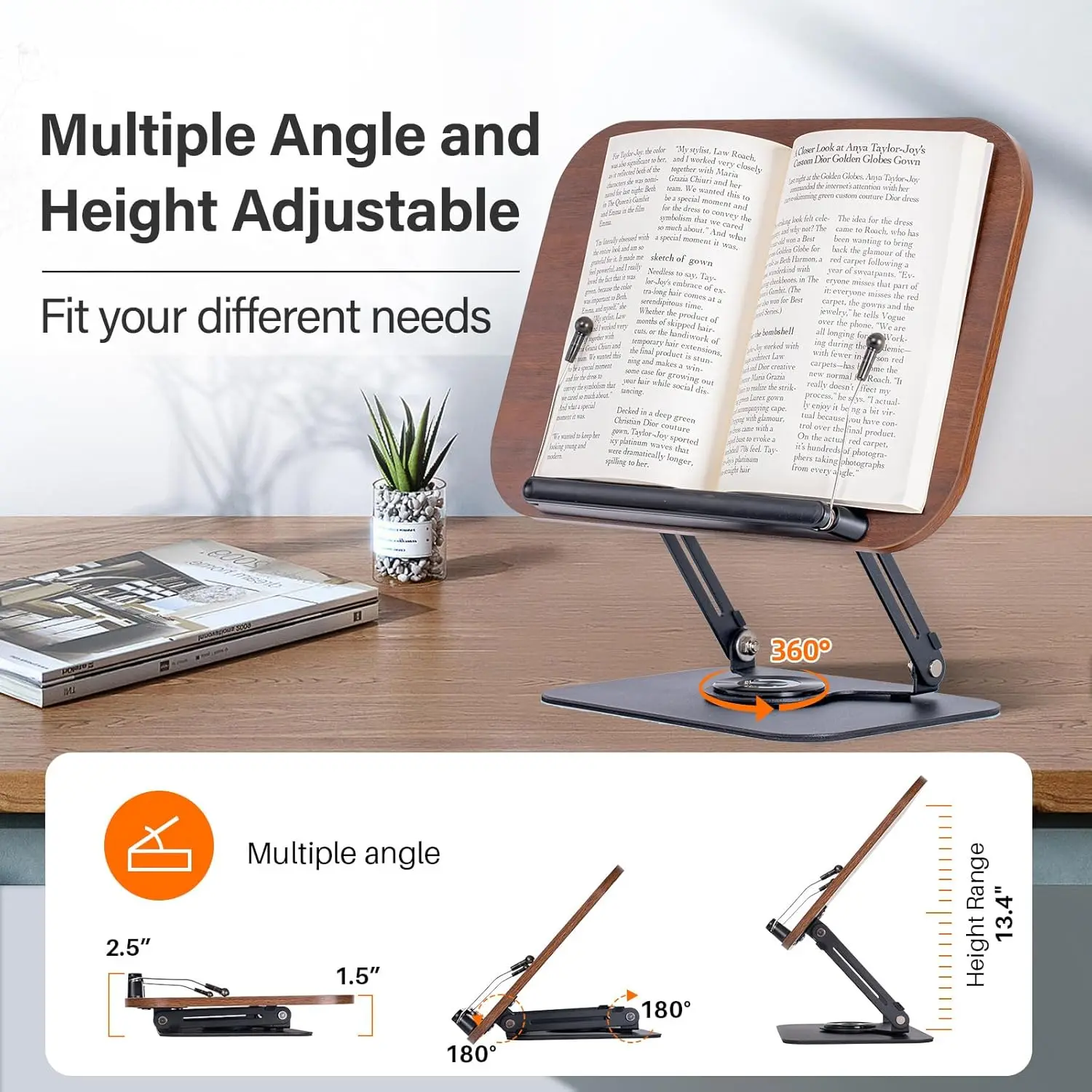 Laptop Computer Stands Adjustable Height Tilt 360&deg;Rotate Base Ergonomic Laptop Holder Foldable Portable Desk Travel Riser
