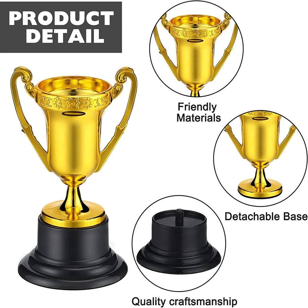 

40Pcs Golden Award Trophy Cups Plastic Gold Trophies Mini Awards and Trophies Kids Classroom School Rewards Sports