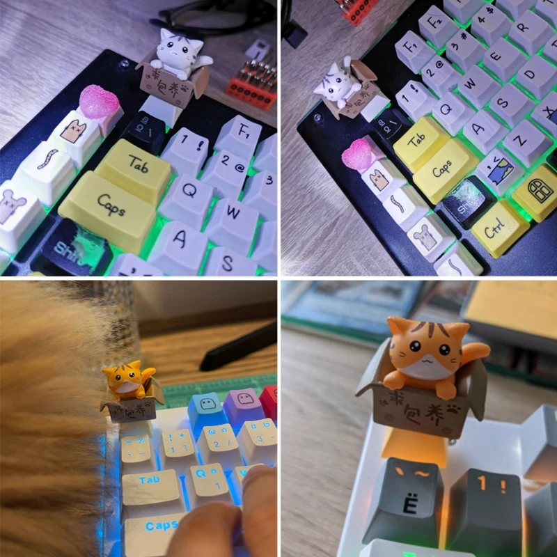 Pbt Personalizado dos Desenhos Animados Anime Gato Keycap Fundo Backlit Keycaps Perfil Oem para Faça Você Mesmo Teclado Mecânico Presentes das Crianças 066a 1pc - Imagem 3